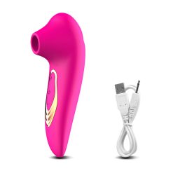 Vibrador Sugador USB Recarregável 5 Frequências de Sucção Rosa